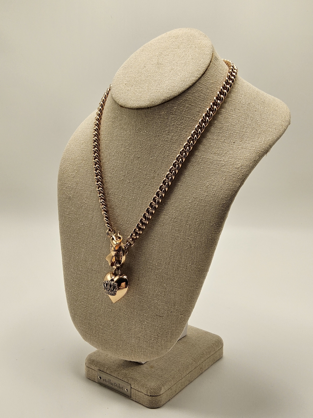 ​​Juicy Couture Gold-Tone Crown Heart Locket Chain Necklace - Picture 2 of 8